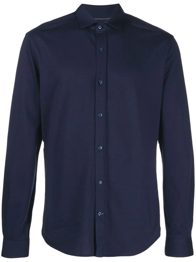 Shop Brunello Cucinelli Longsleeved Curved Hem Shirt In Blau