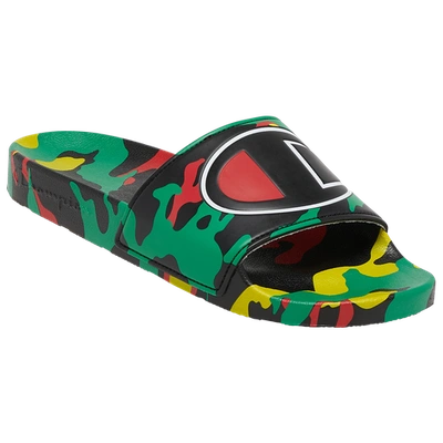 Shop Champion Mens  Ipo Camo Slides In Green/red/black