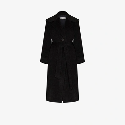 Shop Issey Miyake Wide Collar Belted Coat In Grey