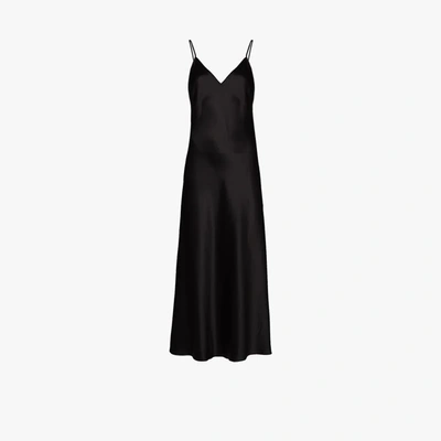 Joseph Clea Silk Strappy Midi Dress In Black