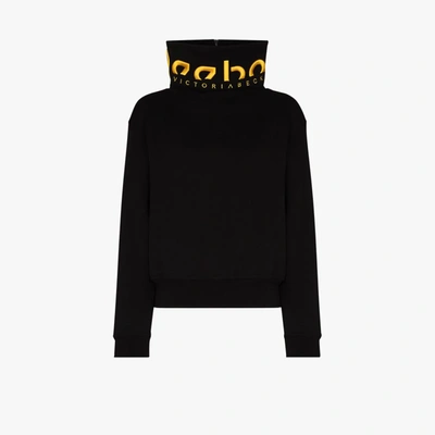 Shop Reebok Embroidered Funnel Neck Logo Sweater In Black