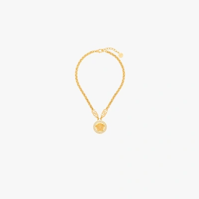 Shop Versace Gold-tone Icon Medusa Crystal Necklace