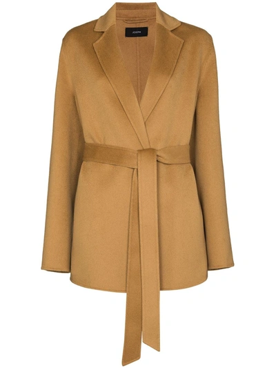 Joseph Cenda Belted Wool And Cashmere-blend Coat In Neutrals