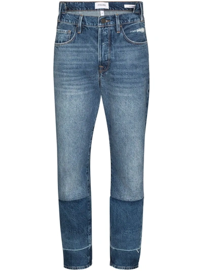 Shop Frame Patchwork-effect Cropped Jeans In Blue