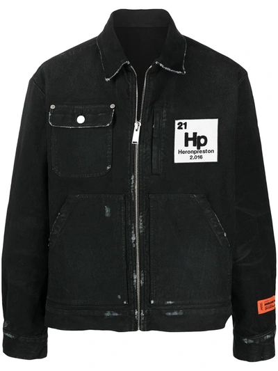 Shop Heron Preston Worker Zip-up Denim Jacket In Black