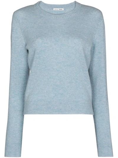 Shop Reformation Crew-neck Cashmere Jumper In Blue