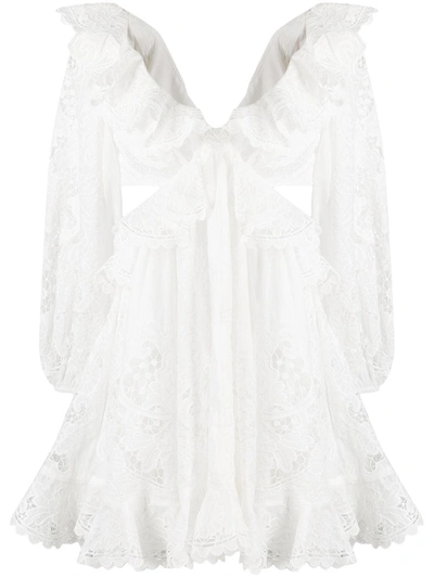 Shop Zimmermann Cut-out Layered Dress In White