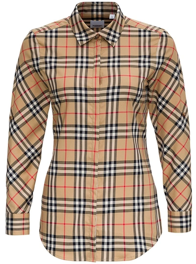 Shop Burberry Vintage Check Cotton Shirt In Beige