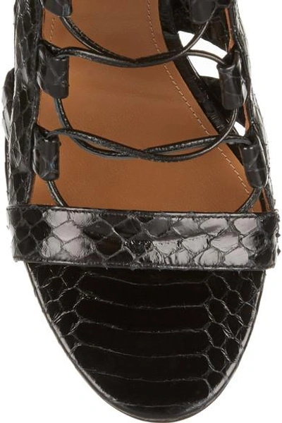 Shop Aquazzura Amazon Lace-up Elaphe Sandals In Black