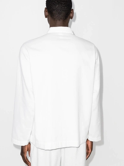 Shop Tekla Button-up Pajama Shirt In White