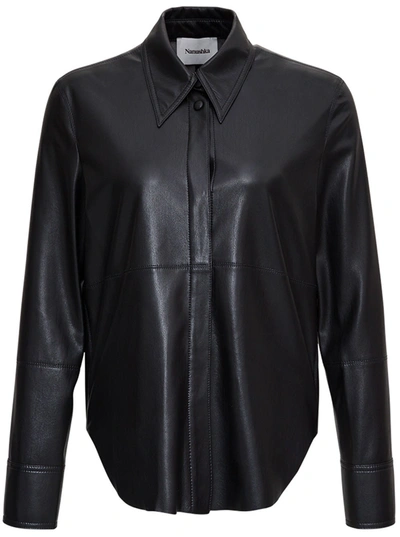 Shop Nanushka Black Vegan Leather Shirt
