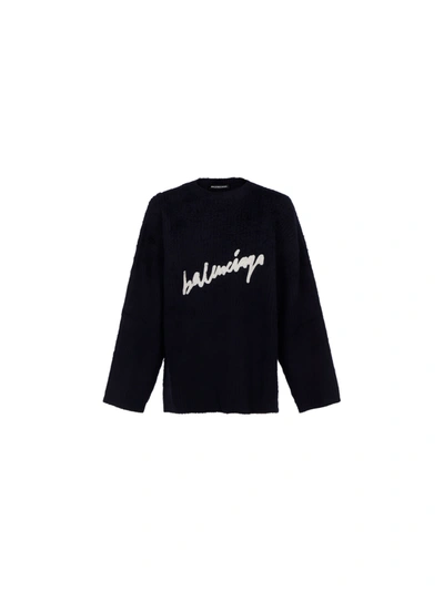 Shop Balenciaga Sweater In Navy