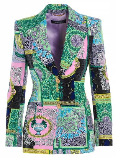 Shop Versace Barocco Blazer In Multicolor