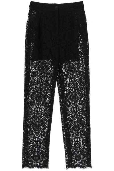 Shop Dolce & Gabbana Cordonetto Lace Trousers In Nero (black)