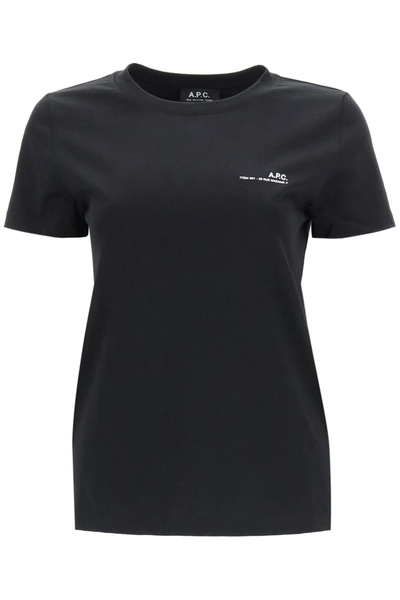 Shop Apc Item 001 T-shirt With Logo Print In Noir (black)