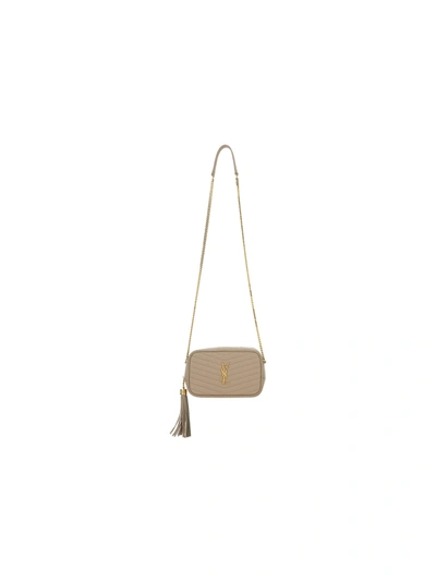 Shop Saint Laurent Mng Mini Shoulder Bag In Dark Beige