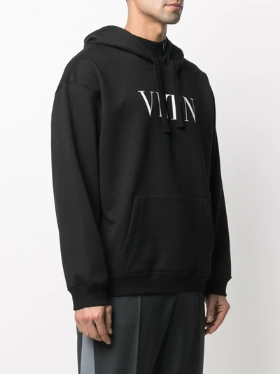 Shop Valentino Vltn Logo Print Hoodie In Black