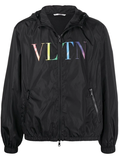 Shop Valentino Logo-print Windbreaker In Black