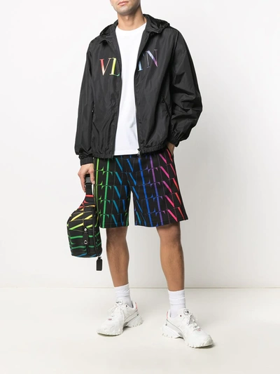 Shop Valentino Logo-print Windbreaker In Black