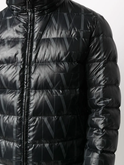Shop Valentino Vltn Times Print Puffer Jacket In Black