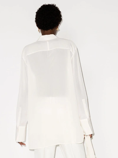 Shop Joseph Semi-sheer Long-sleeve Shirt In White