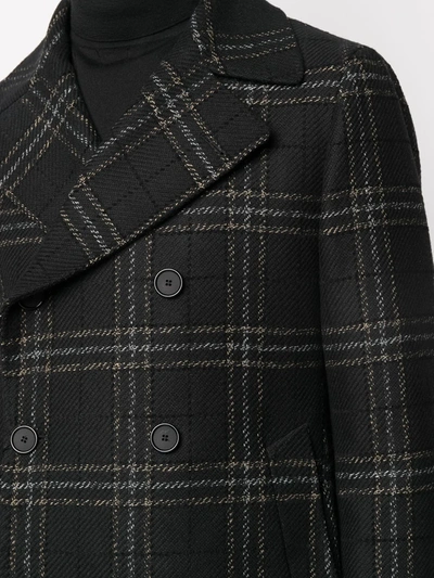 Shop Tagliatore Check-pattern Double-breasted Coat In Black