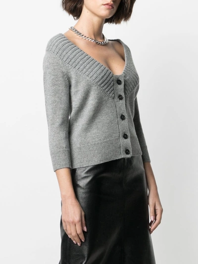 Shop Alexander Mcqueen Scoop Neck Cashmere Cardigan In Grey