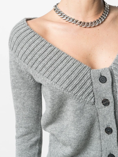 Shop Alexander Mcqueen Scoop Neck Cashmere Cardigan In Grey