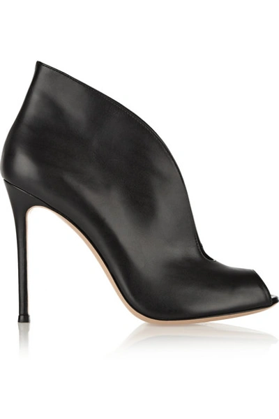 Shop Gianvito Rossi Vamp 105 Leather Ankle Boots In Black