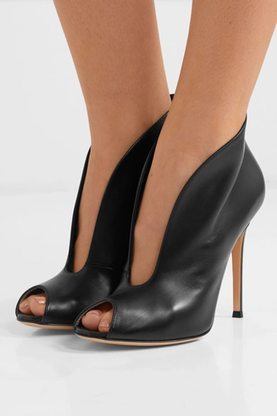 Shop Gianvito Rossi Vamp 105 Leather Ankle Boots In Black