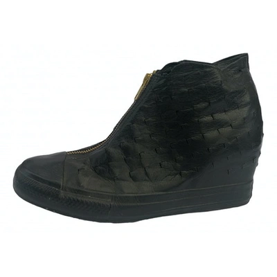 Pre-owned Converse Leather Ankle Boots In Black