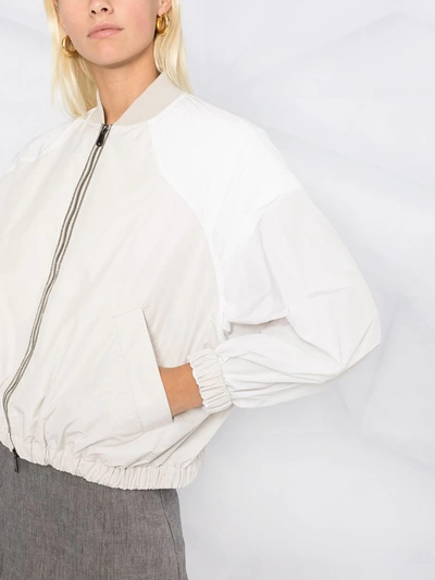 Shop Brunello Cucinelli Zipped Bomber Jacket In Neutrals