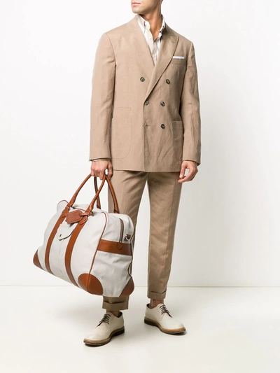 Shop Brunello Cucinelli Leather Panelled Holdall In White