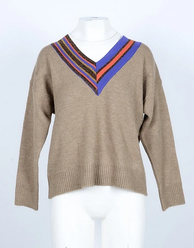 Shop Annarita N Knitwear Brown Wool And Viscose Blend Women's Sweater