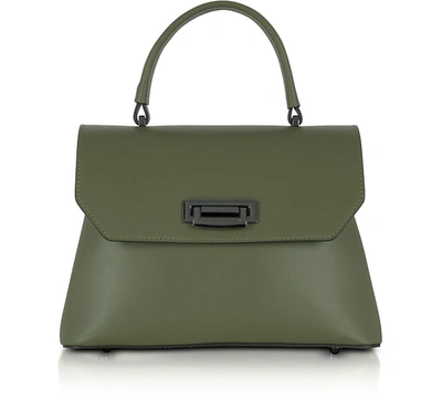 Shop Gisèle 39 Designer Handbags Lutece Small Leather Top Handle Satchel Bag In Vert Forêt