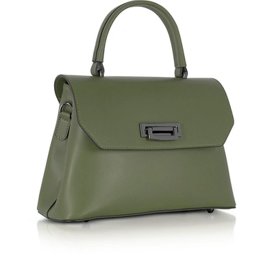 Shop Gisèle 39 Designer Handbags Lutece Small Leather Top Handle Satchel Bag In Vert Forêt
