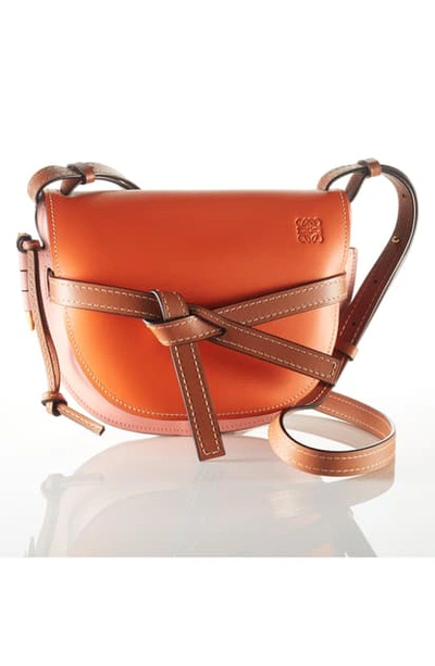 Shop Loewe Gate Small Leather Crossbody Bag In 3993 Mink Color/light Oat