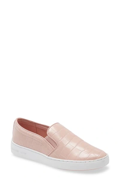 Shop Michael Michael Kors Keaton Slip-on Sneaker In Smokey Rose Embossed Leather