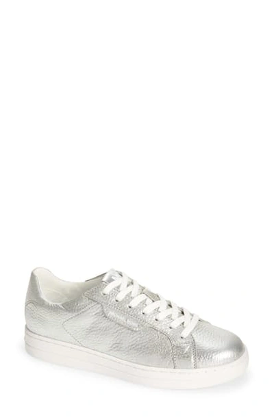 Shop Michael Michael Kors Keaton Slip-on Sneaker In Silver Leather