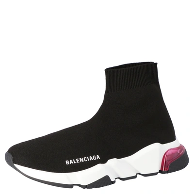 Pre-owned Balenciaga Black/pink Speed Clear Sole Trainers Size 35
