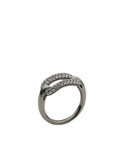 Shop Apm Monaco White Chain Link Ring Woman Ring Steel Grey Size 6.75 925/1000 Silver