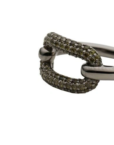 Shop Apm Monaco Khaki Chain Link Ring Woman Ring Lead Size 7.75 925/1000 Silver In Grey