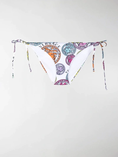 Shop Versace Logo-print Bikini Bottoms In White