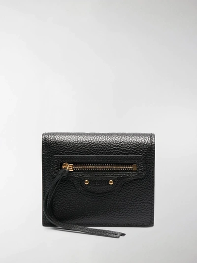 Shop Balenciaga Mini Neo Classic Leather Wallet In Black