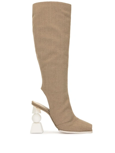 Shop Jacquemus Olive Knee Boots In Brown