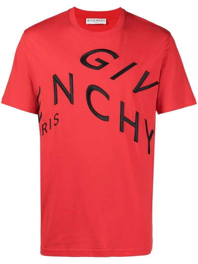 Shop Givenchy Refracted Logo Embroidery T-shirt In Red