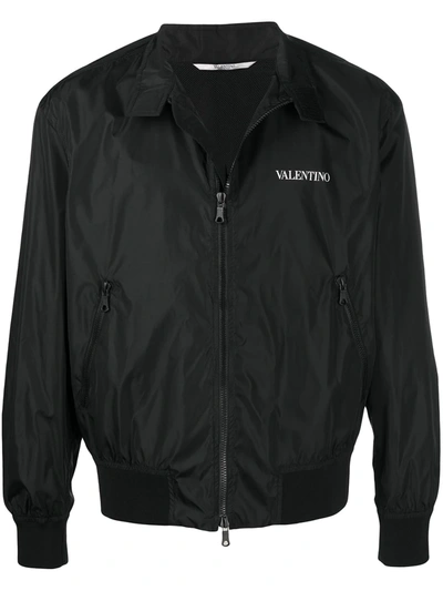 Shop Valentino Logo Print Bomber Jacket In Black