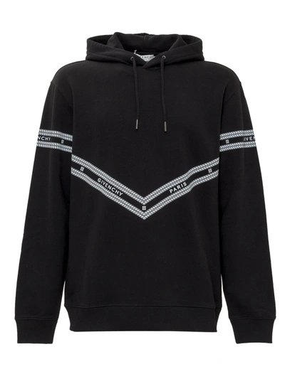 Shop Givenchy Chain Printed Hoodie In Black