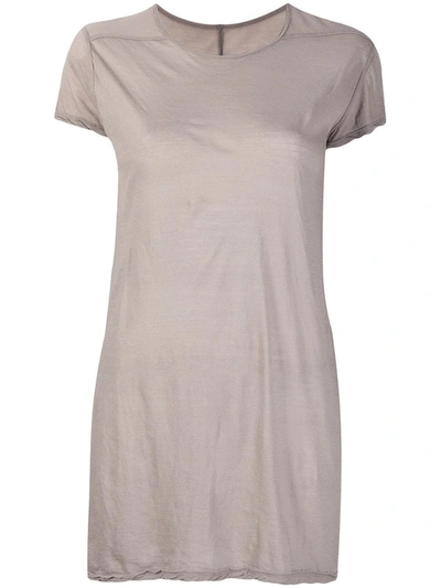 Shop Rick Owens Long Round Neck T-shirt In Neutrals