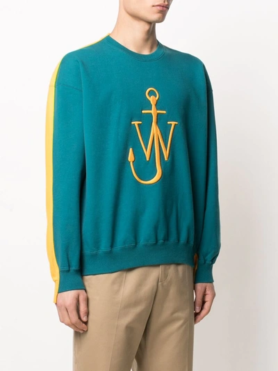 Shop Jw Anderson Two-tone Logo-embroidered Sweatshirt In Blue